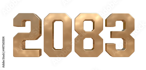 2083 golden bold letters isolated on white 3d-illustration