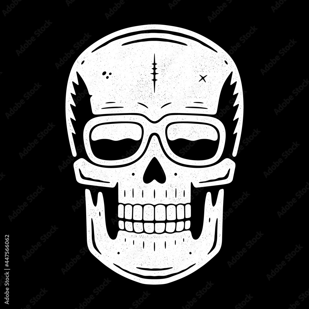 Funny engraved skull. Modern logo.