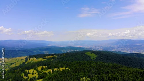 Aerial view of mountain in Bosnia and Herzegovina. 4k footage of incredible landscape. Bird's eye view of the nature 