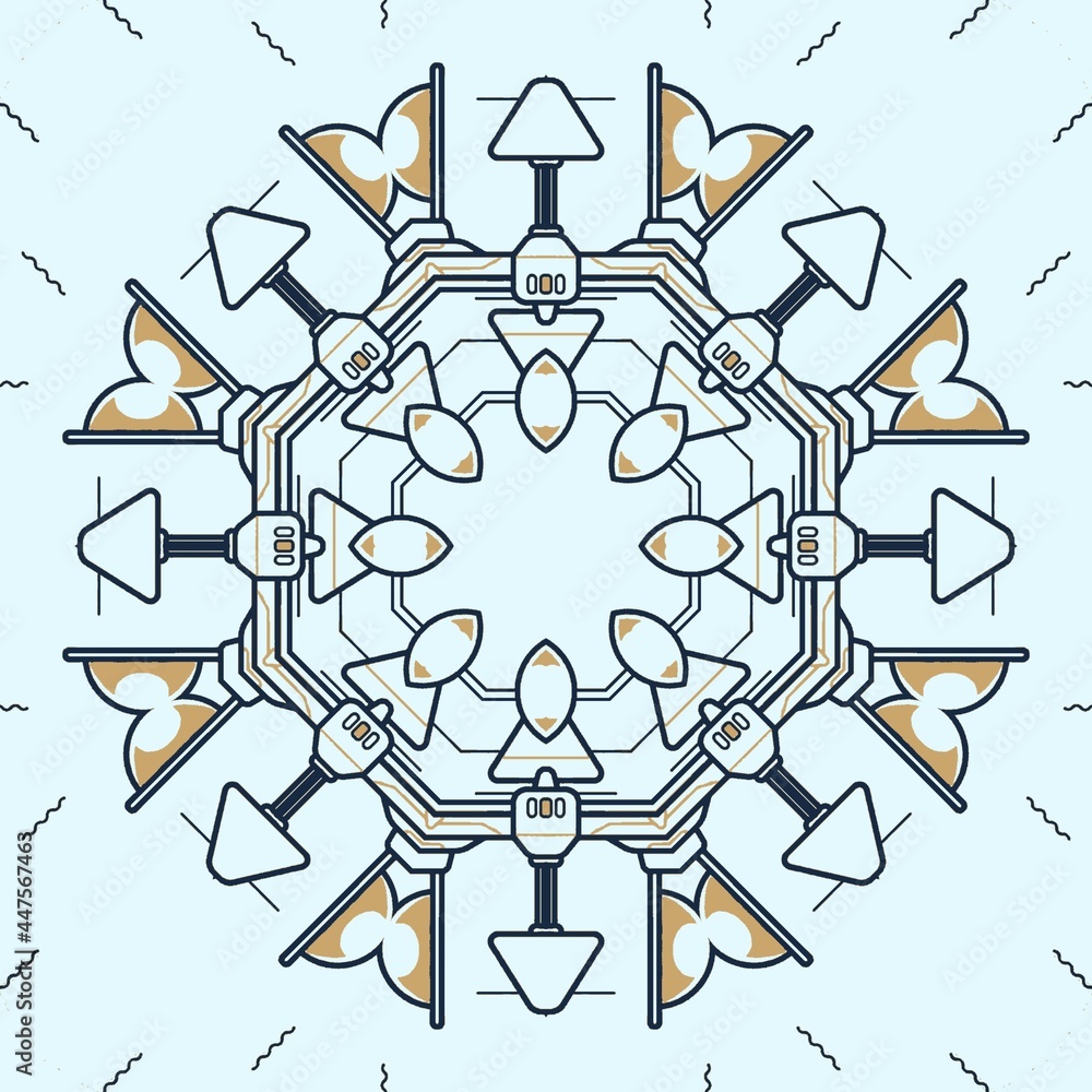 Illustration of mandala design on a blue background Illustration of mandala design on a blue background