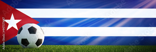 Creative football soccer ball on the flag of Cuba, Football background, 3D Rendering.