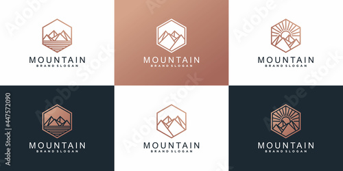 Fotografie Set of mountain logo design template with  modern concept Premium Vector