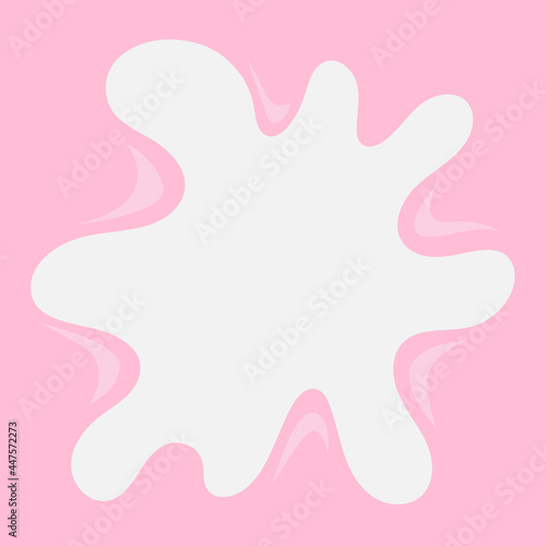 Cartoon pink bubble gum splash, drop, blot. Round shape for banner, sticker, badge, sale. Vector illustration
