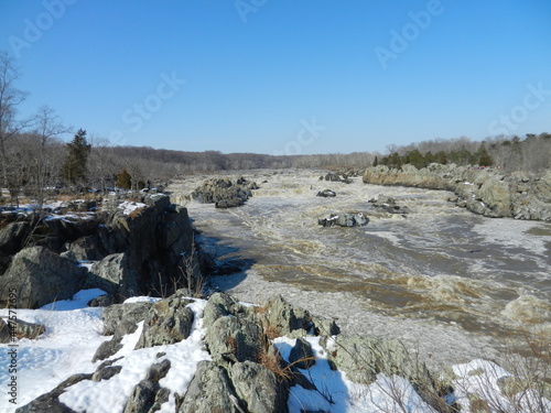 Melting winter snow powers the Potomac River at Great Falls National Park, McLean, Virginia, March 2015. photo