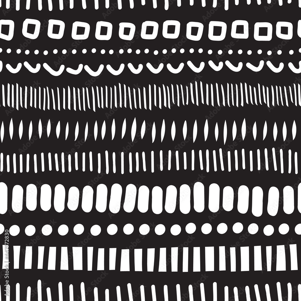 Seamless doodle pattern with lines dots. Abstract vector texture with hand drawn decorative horizontal lines. Repeating background with small brush strokes in line for fabric, packaging. Seamless doodle pattern with lines dots. Abstract vector texture with hand drawn decorative horizontal lines. Repeating background with small brush strokes in line for fabric, packaging.