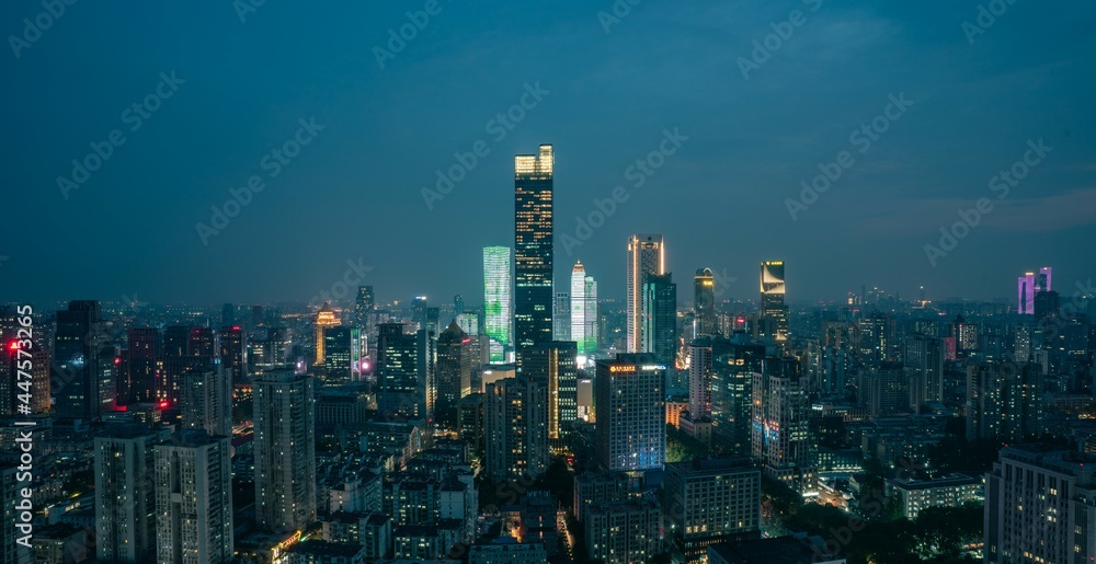Skyscrapers in Nanjing city in the night