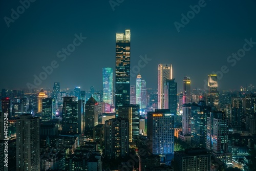 Skyscrapers in Nanjing city in the night