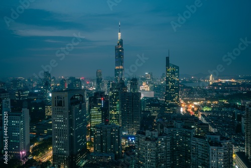 Skyscrapers in Nanjing city in the night © SN