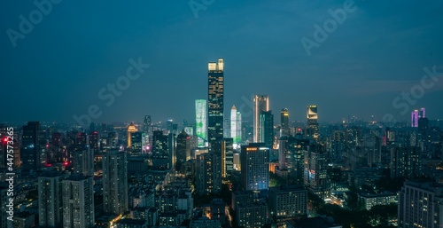 Skyscrapers in Nanjing city in the night