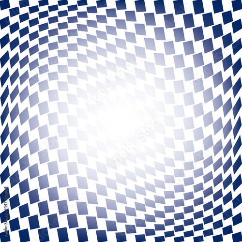 Trendy Style Distorted Checkered Background with Shifted Elements Making Hallucinatory 3D Visual Effect - Blue on White Backdrop - Wallpaper Graphic Design