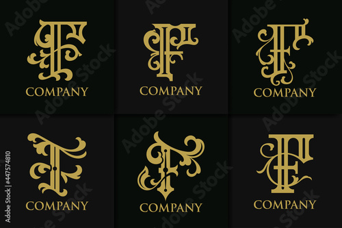 set monogram letter f vintage collection