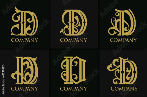 set monogram letter d vintage collection