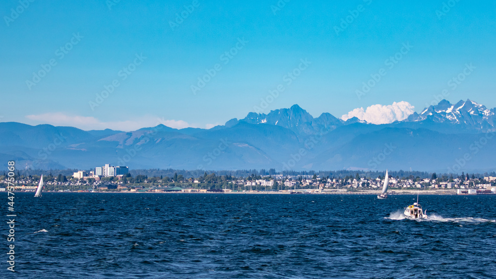 Summer Maritime Activities off Everett Washington Viewed From Puget Sound Summer Maritime Activities off Everett Washington Viewed From Puget Sound