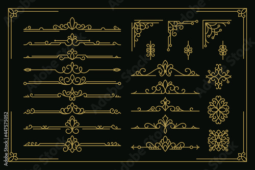 set vector vintage ornament decoration collection