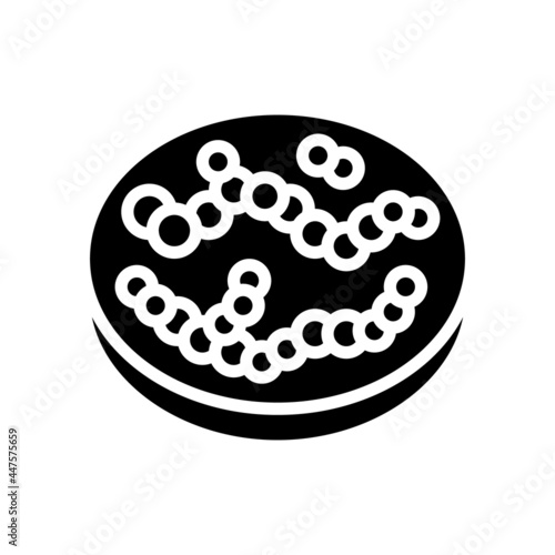 streptococcus bacteria glyph icon vector. streptococcus bacteria sign. isolated contour symbol black illustration