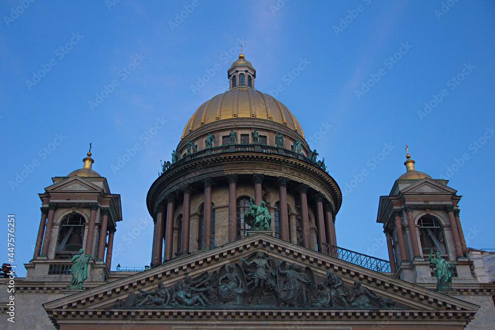 St. Petersburg, Russia, the Colonnade of the Saint Isaac's Cathedral by Montferrand, monuments, colonnade, gilded dome