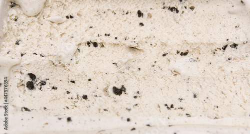 Cookies and Cream flavor ice cream meat, Top view Food concept, Blank for design.