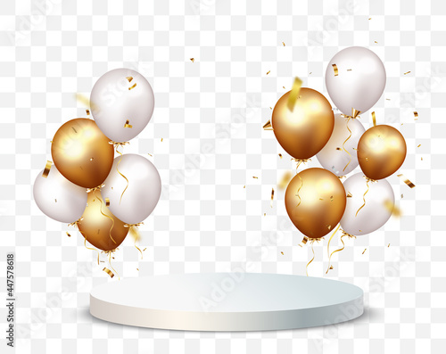 winner podium with Gold confetti celebration on transparent background
