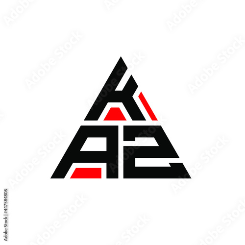 KAZ triangle letter logo design with triangle shape. KAZ triangle logo design monogram. KAZ triangle vector logo template with red color. KAZ triangular logo Simple, Elegant, and Luxurious Logo. KAZ 