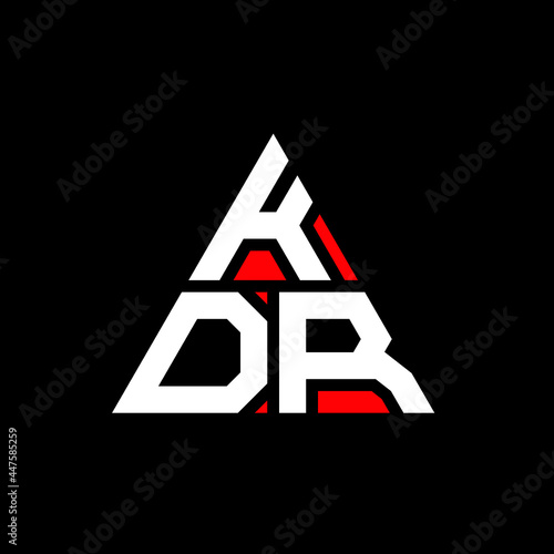KDR triangle letter logo design with triangle shape. KDR triangle logo design monogram. KDR triangle vector logo template with red color. KDR triangular logo Simple, Elegant, and Luxurious Logo. KDR  photo
