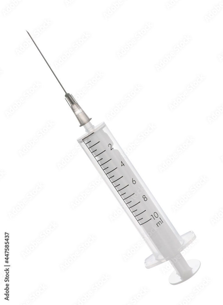 Disposable syringe with needle isolated on white Disposable syringe with needle isolated on white