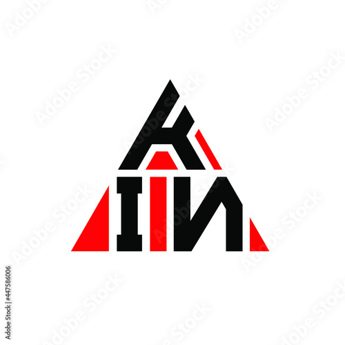 KIN triangle letter logo design with triangle shape. KIN triangle logo design monogram. KIN triangle vector logo template with red color. KIN triangular logo Simple, Elegant, and Luxurious Logo. KIN 