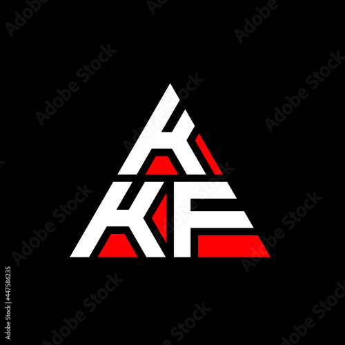 KKF triangle letter logo design with triangle shape. KKF triangle logo design monogram. KKF triangle vector logo template with red color. KKF triangular logo Simple, Elegant, and Luxurious Logo. KKF  photo