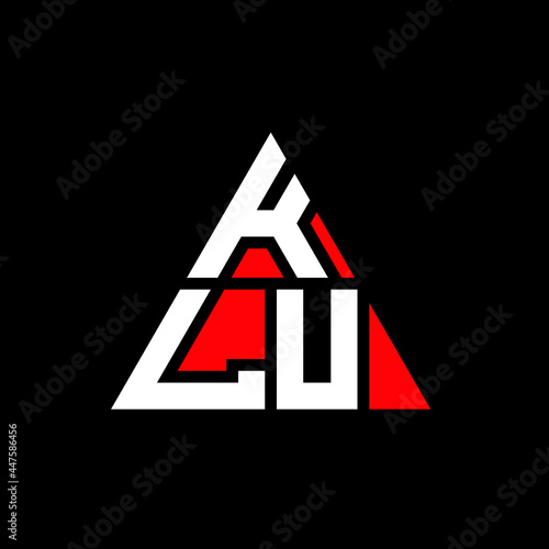 KLU triangle letter logo design with triangle shape. KLU triangle logo design monogram. KLU triangle vector logo template with red color. KLU triangular logo Simple, Elegant, and Luxurious Logo. KLU 