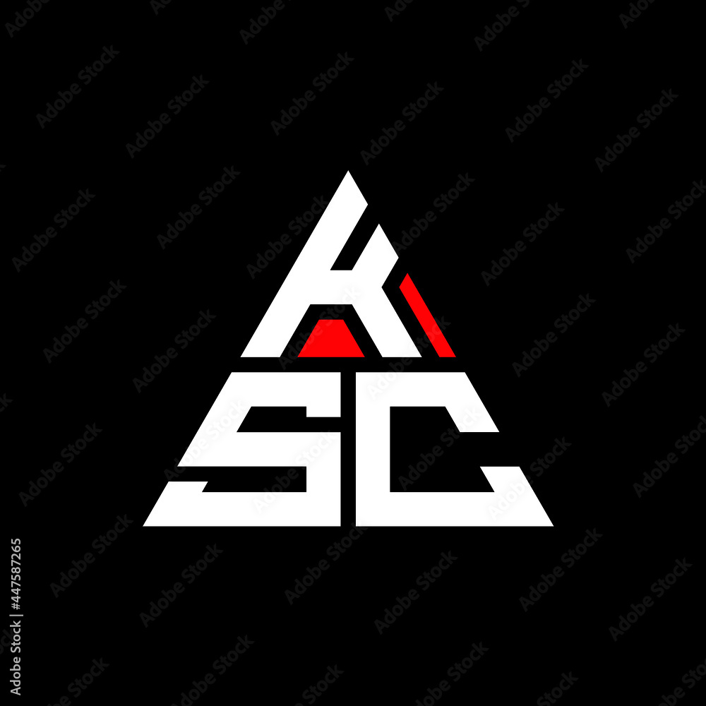 Vetor de KSC triangle letter logo design with triangle shape. KSC