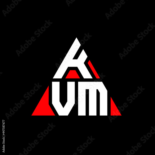 KVM triangle letter logo design with triangle shape. KVM triangle logo design monogram. KVM triangle vector logo template with red color. KVM triangular logo Simple, Elegant, and Luxurious Logo. KVM  photo