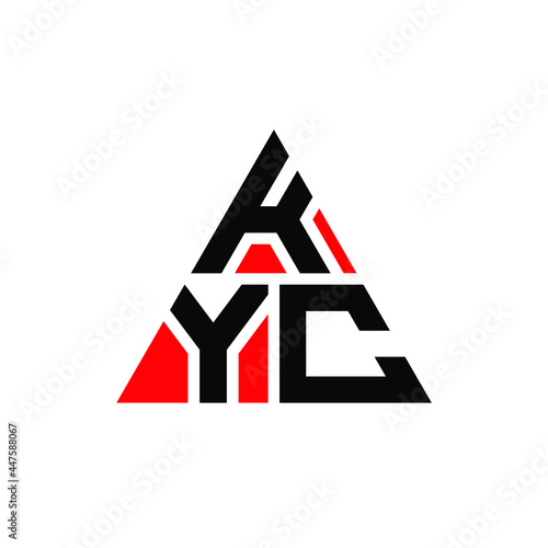 KYC triangle letter logo design with triangle shape. KYC triangle logo design monogram. KYC triangle vector logo template with red color. KYC triangular logo Simple, Elegant, and Luxurious Logo. KYC 