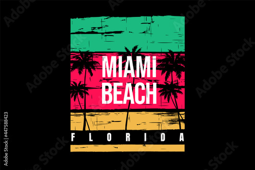 T-shirt retro style miami beach florida coconut tree beautiful
