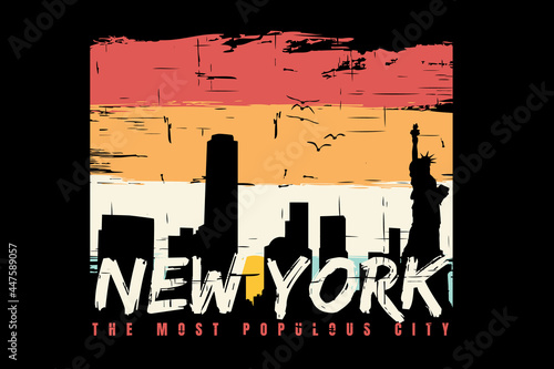 Canvas Print T-shirt silhouette new york city retro beautiful vintage