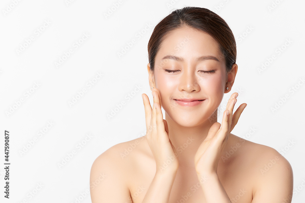 Beautiful young asian woman with clean fresh skin on white background, Face care, Facial treatment, Cosmetology, beauty and spa, Asian women portrait. Beautiful young asian woman with clean fresh skin on white background, Face care, Facial treatment, Cosmetology, beauty and spa, Asian women portrait.