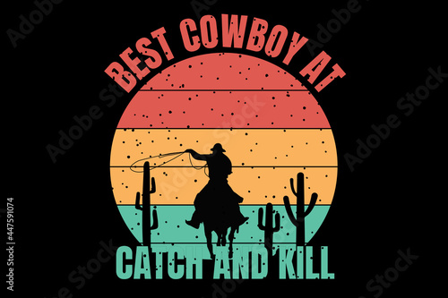 silhouette cowboy desert retro style vintage