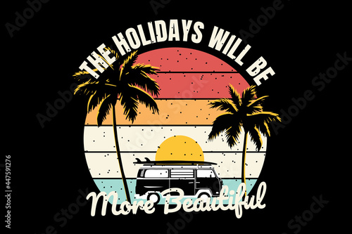 silhouette holiday beautiful sunset retro vintage