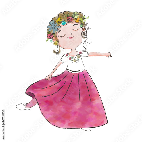 Bailarina folclorica mexicana en estilo infantil