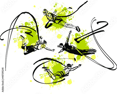 vector illustration of a bungee jump person 