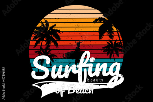 T-shirt surfing beach retro beautiful