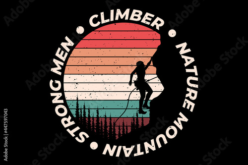T-shirt climber nature mountain retro style
