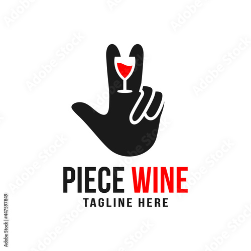 wine drink hand illustration logo