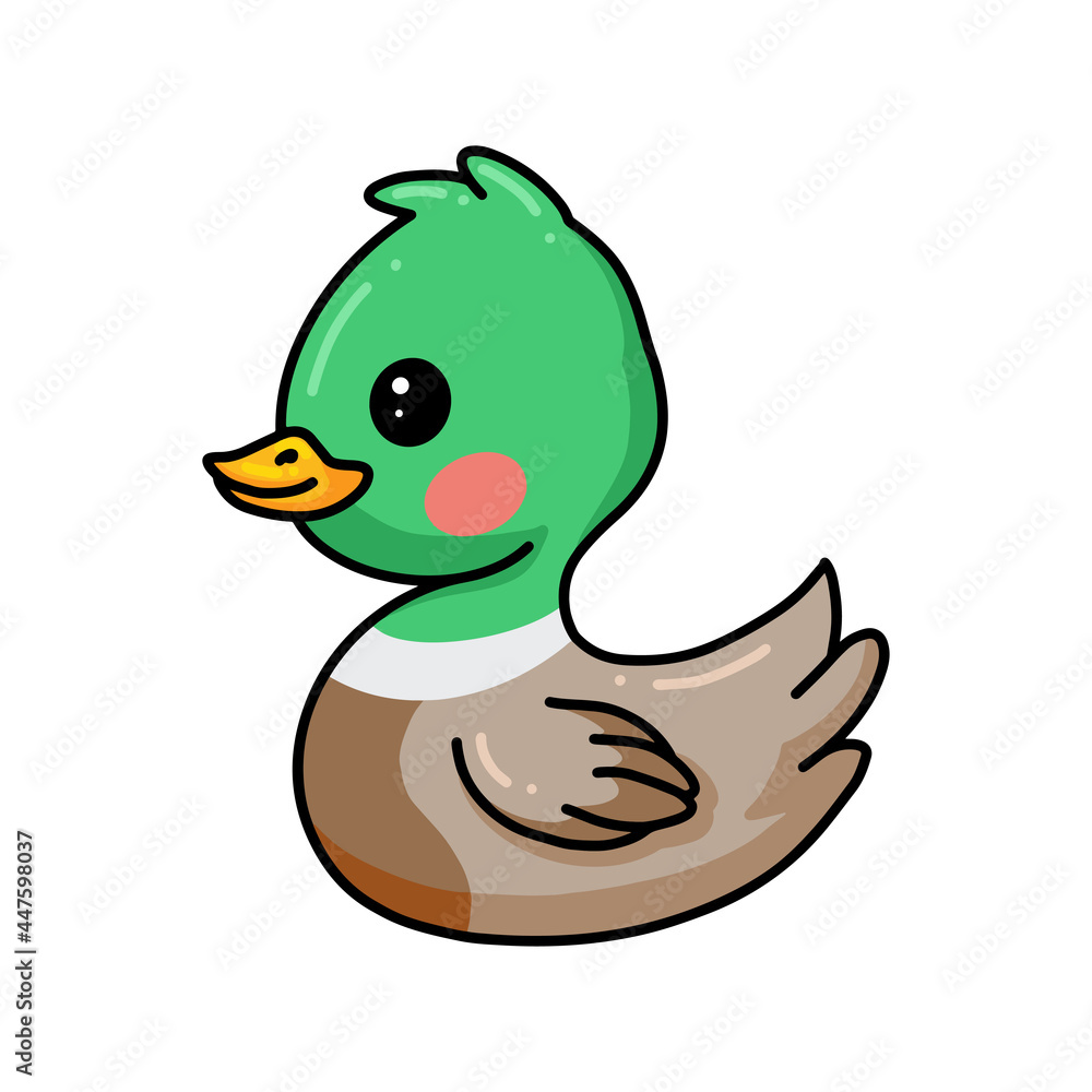Cute green little duck cartoon Cute green little duck cartoon
