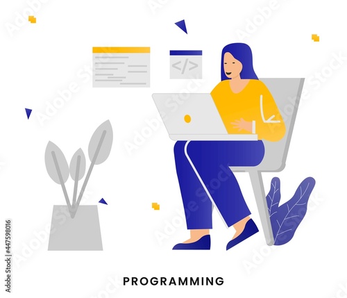 Vector flat style design programer illustration