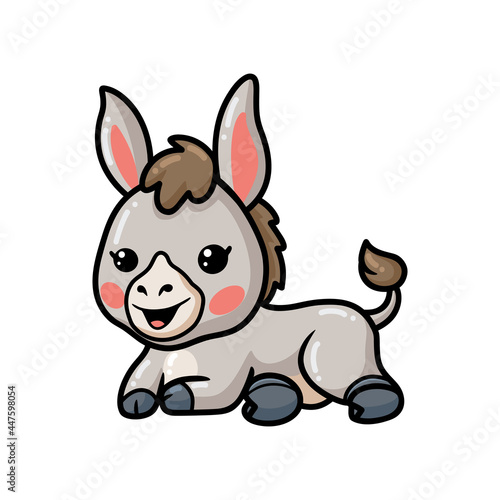 Cute baby donkey cartoon lying down