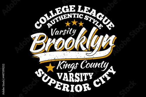 T-shirt typography brooklyn college league varsity vintage style