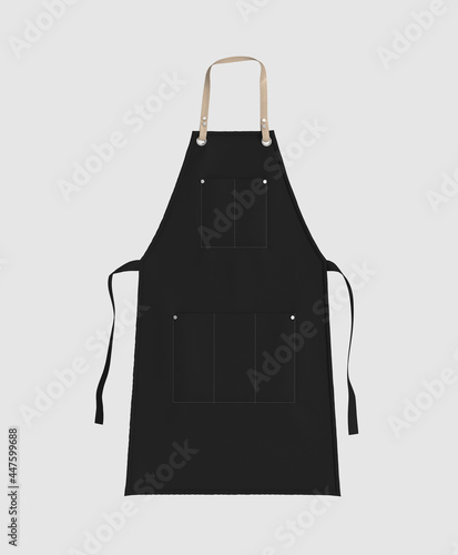 Blank leather apron, apron mockup, clean apron, design presentation for print, 3d illustration, 3d rendering photo