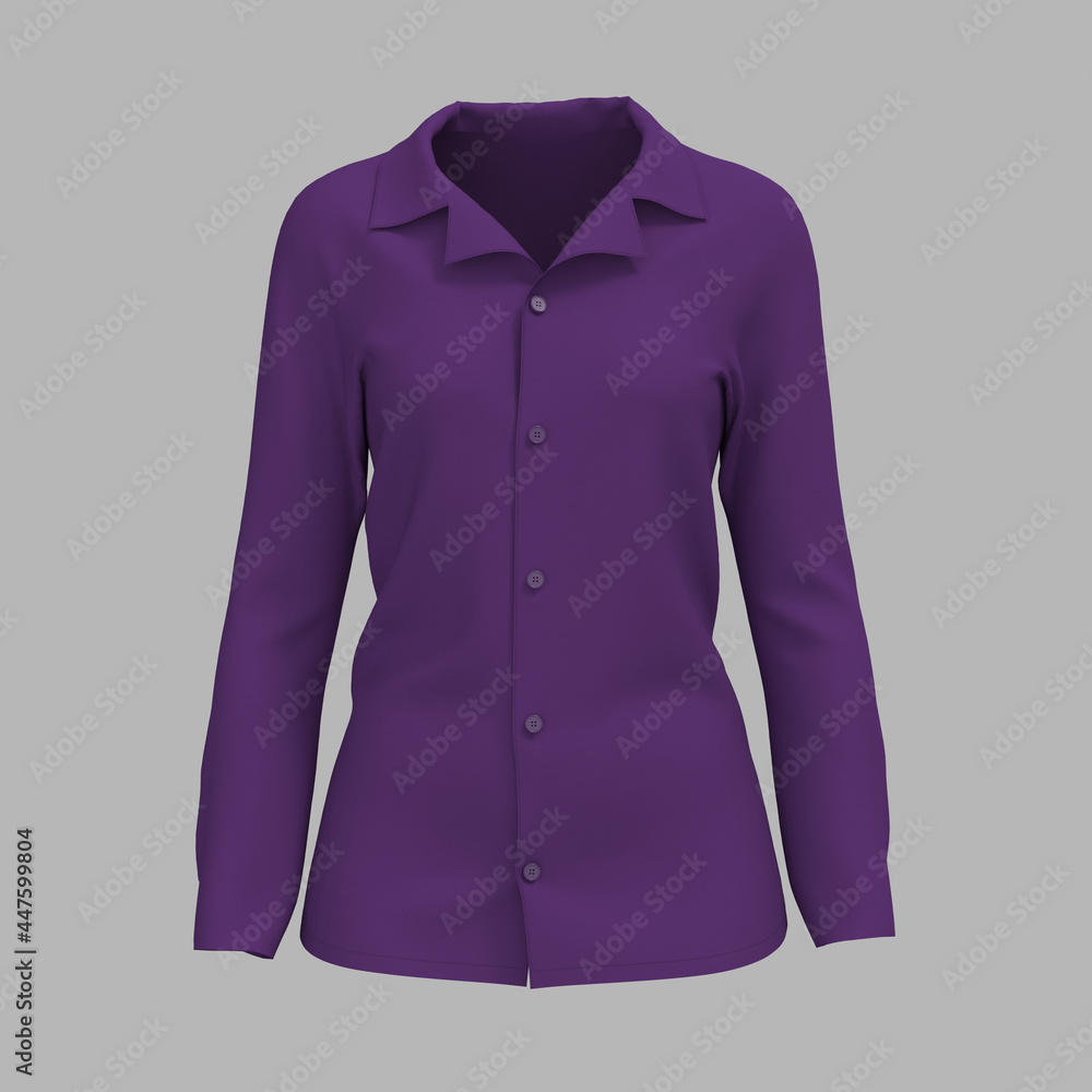 Long-sleeve camp shirt mockup. 3d rendering, 3d illustration Long-sleeve camp shirt mockup. 3d rendering, 3d illustration
