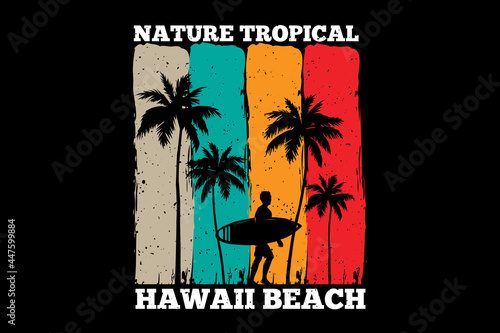 T-shirt nature tropical hawaii beach sunset retro