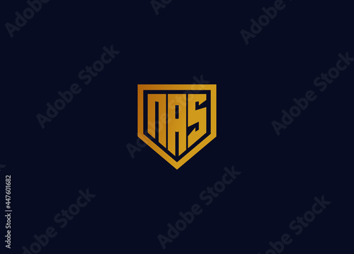Modern  luxury Elegant triangular Initial Letter Type monogram  NAS Logo Sign Symbol Icon