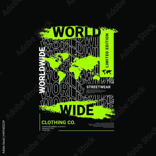 Worldwide writing design, suitable for screen printing t-shirts, clothes, jackets and others